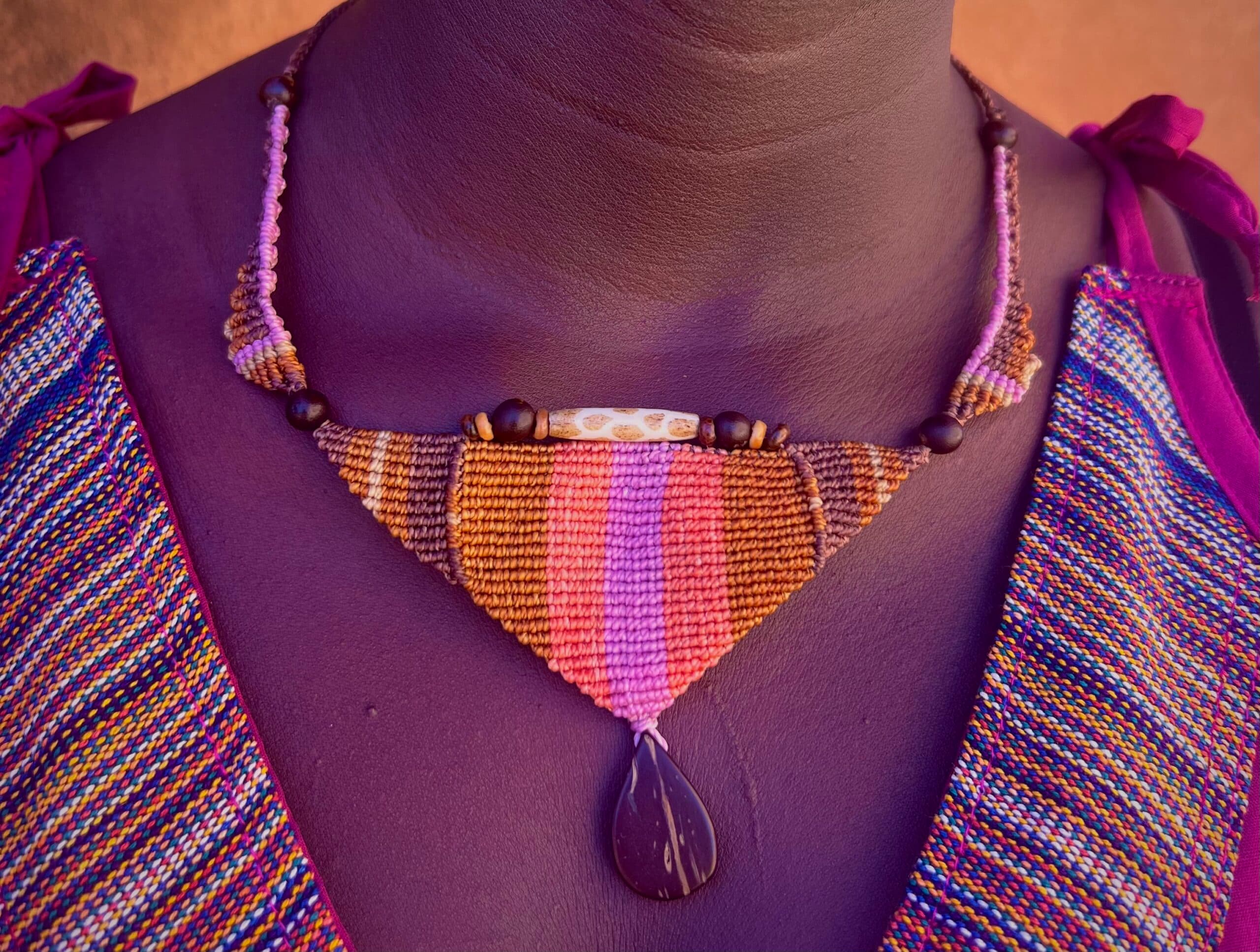 Triangle Brown and Pink Necklace