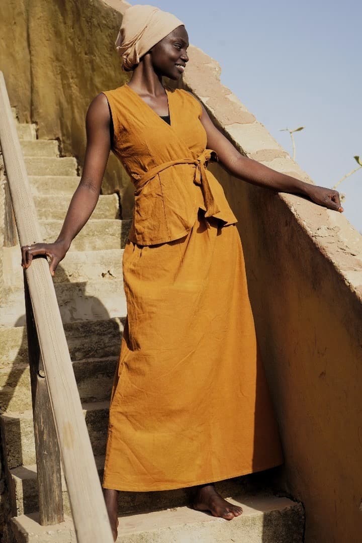 Natural dyed long skirt