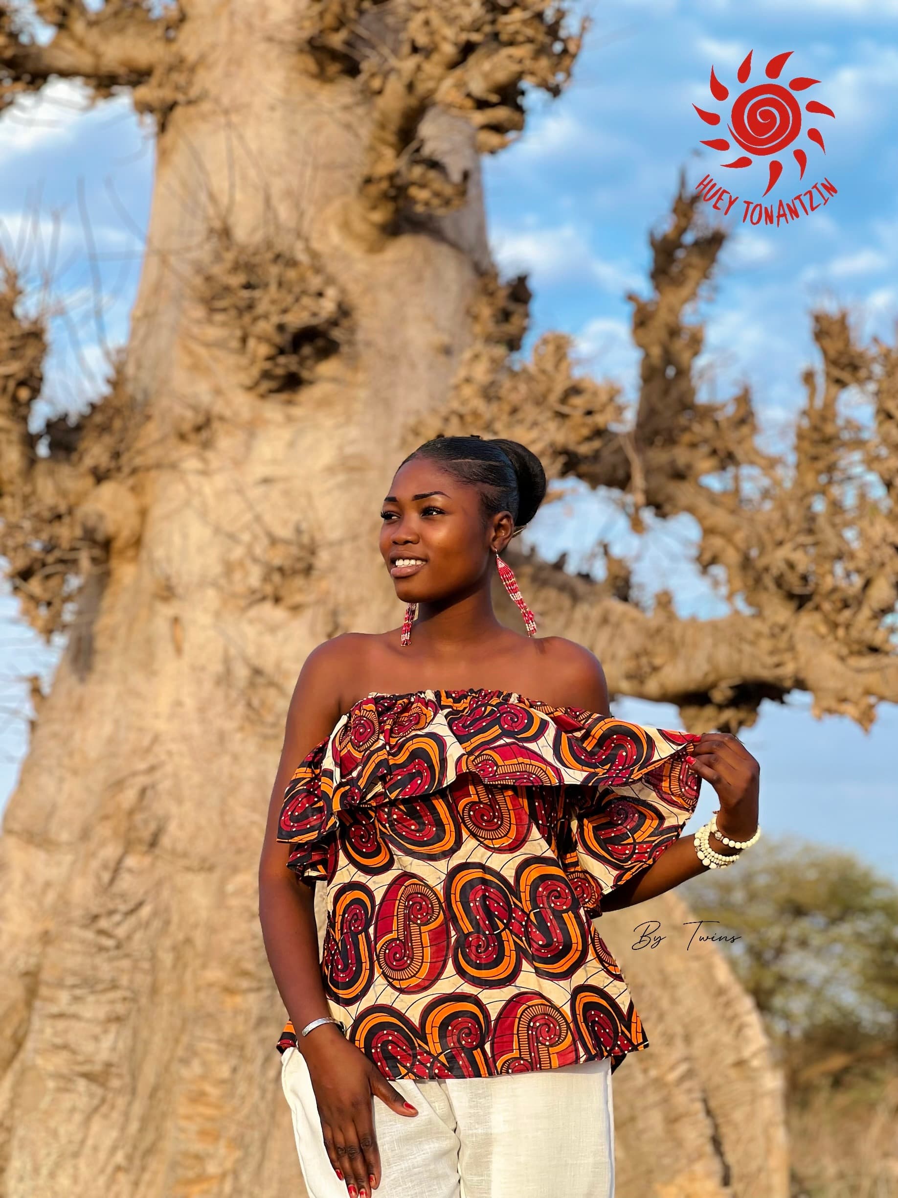 Wax print Ruffle Top