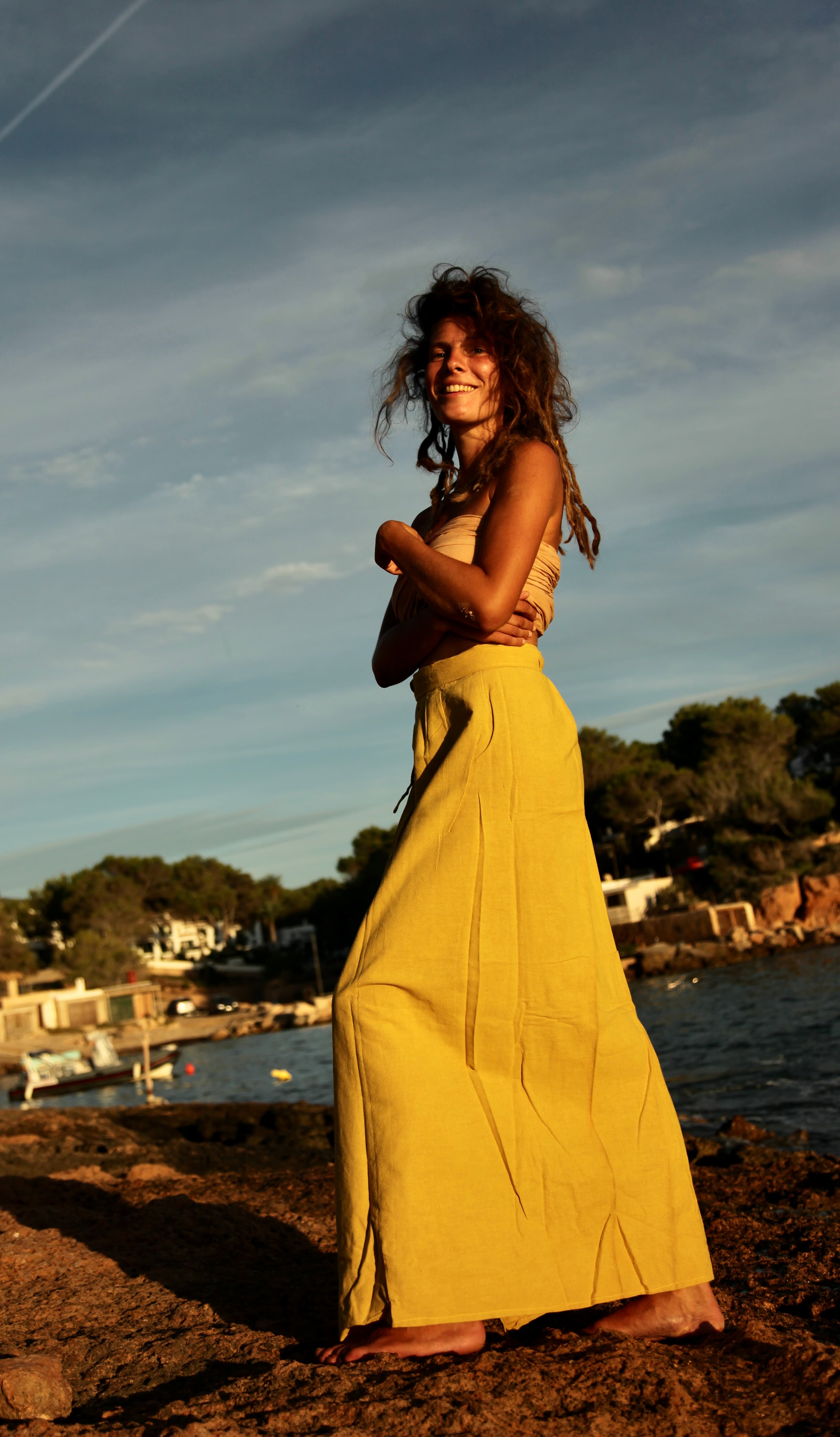 Soft Cotton Wrap Skirt Yellow