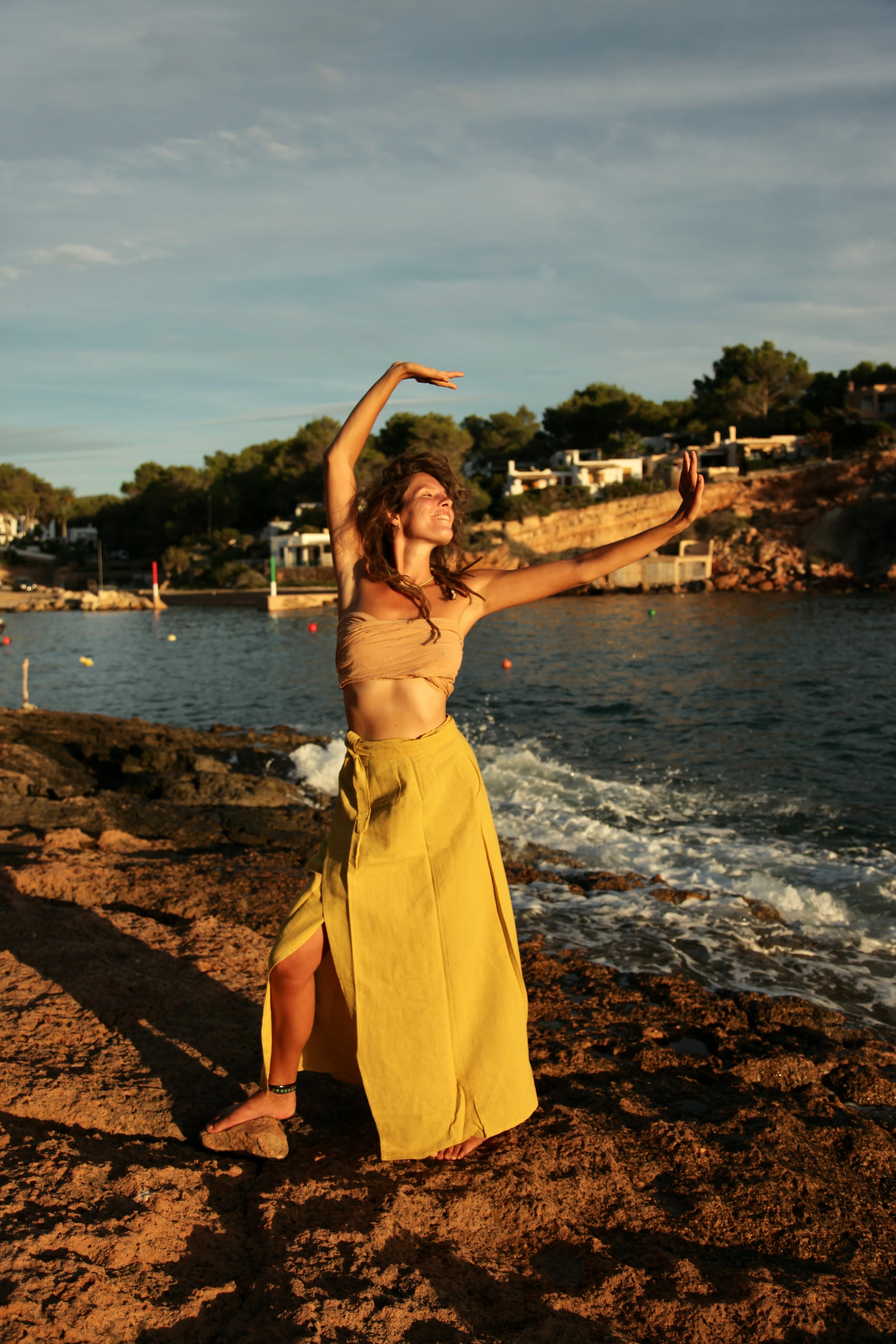 Soft Cotton Wrap Skirt Yellow