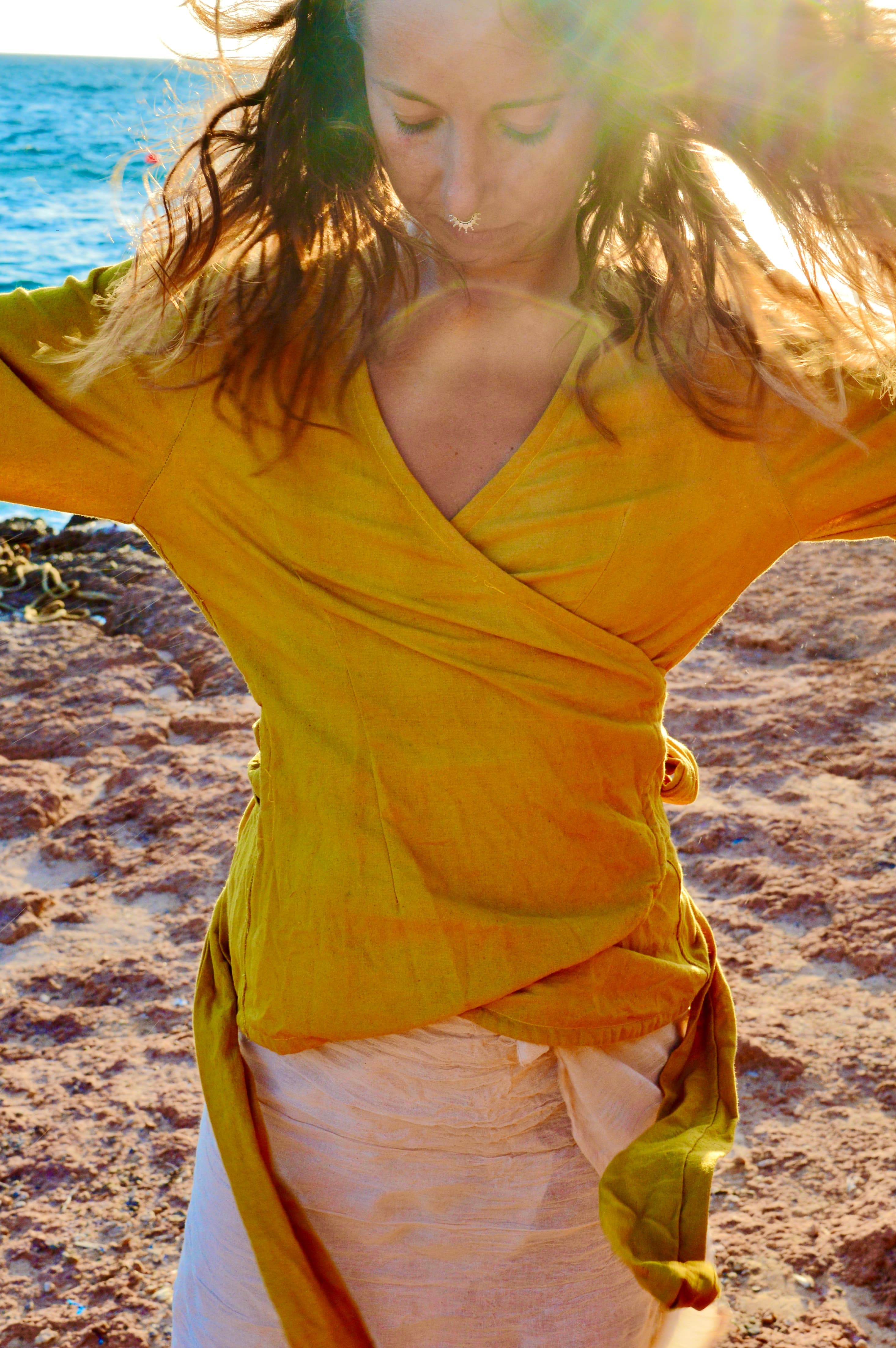 Soft Cotton Wrap top Yellow