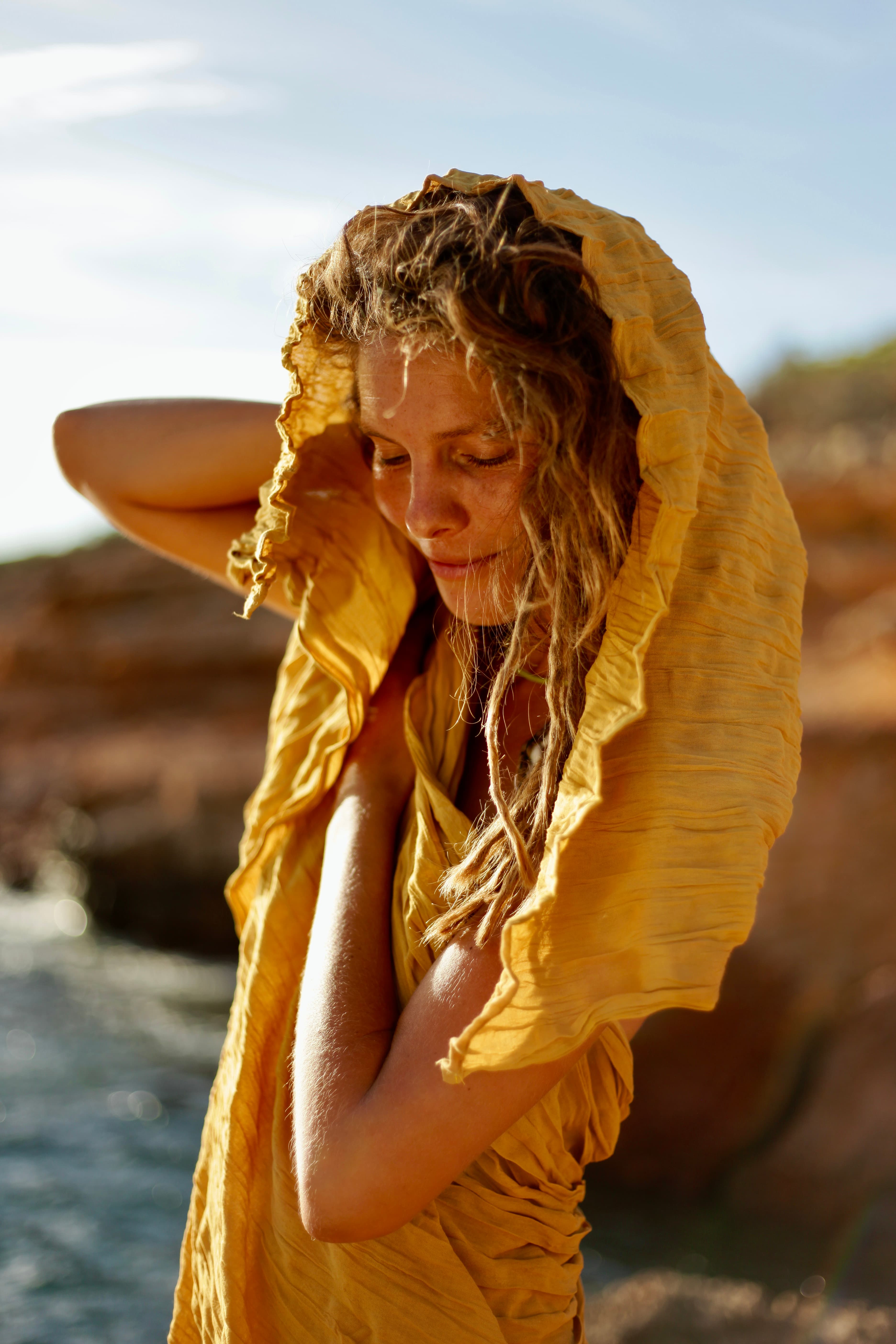 Soft Cotton Large Golden Scarf