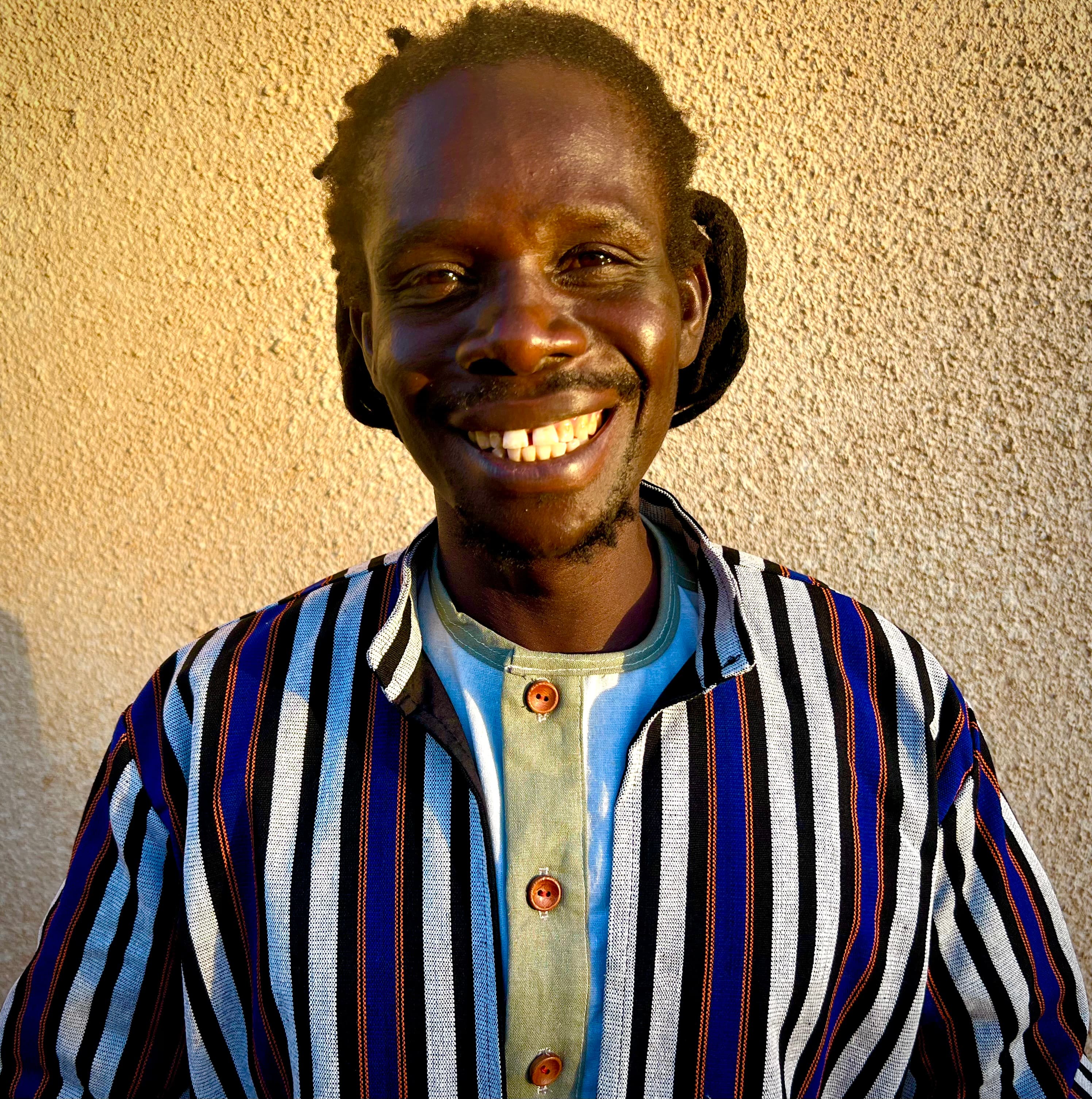 Handwoven Burkina Jacket White Blue Red