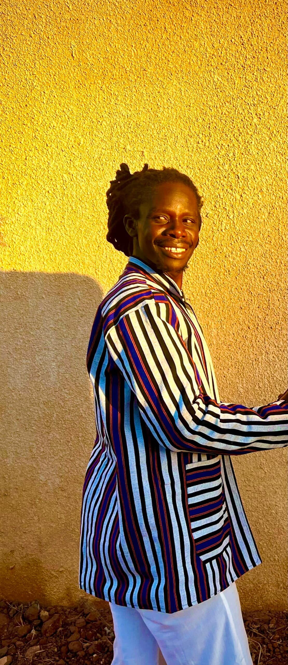 Handwoven Burkina Jacket White Blue Red