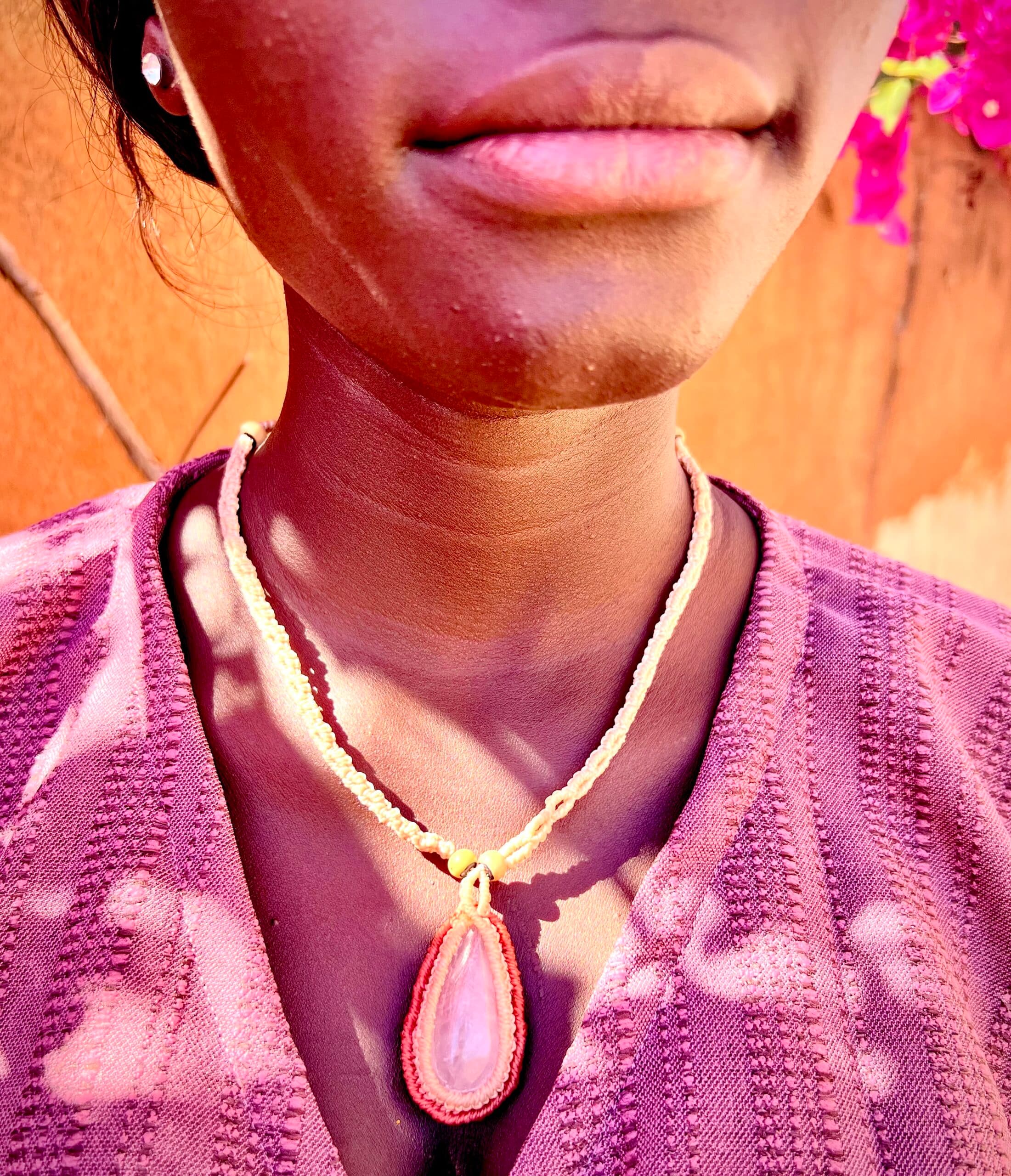 Bright Pink Rose quartz Necklace