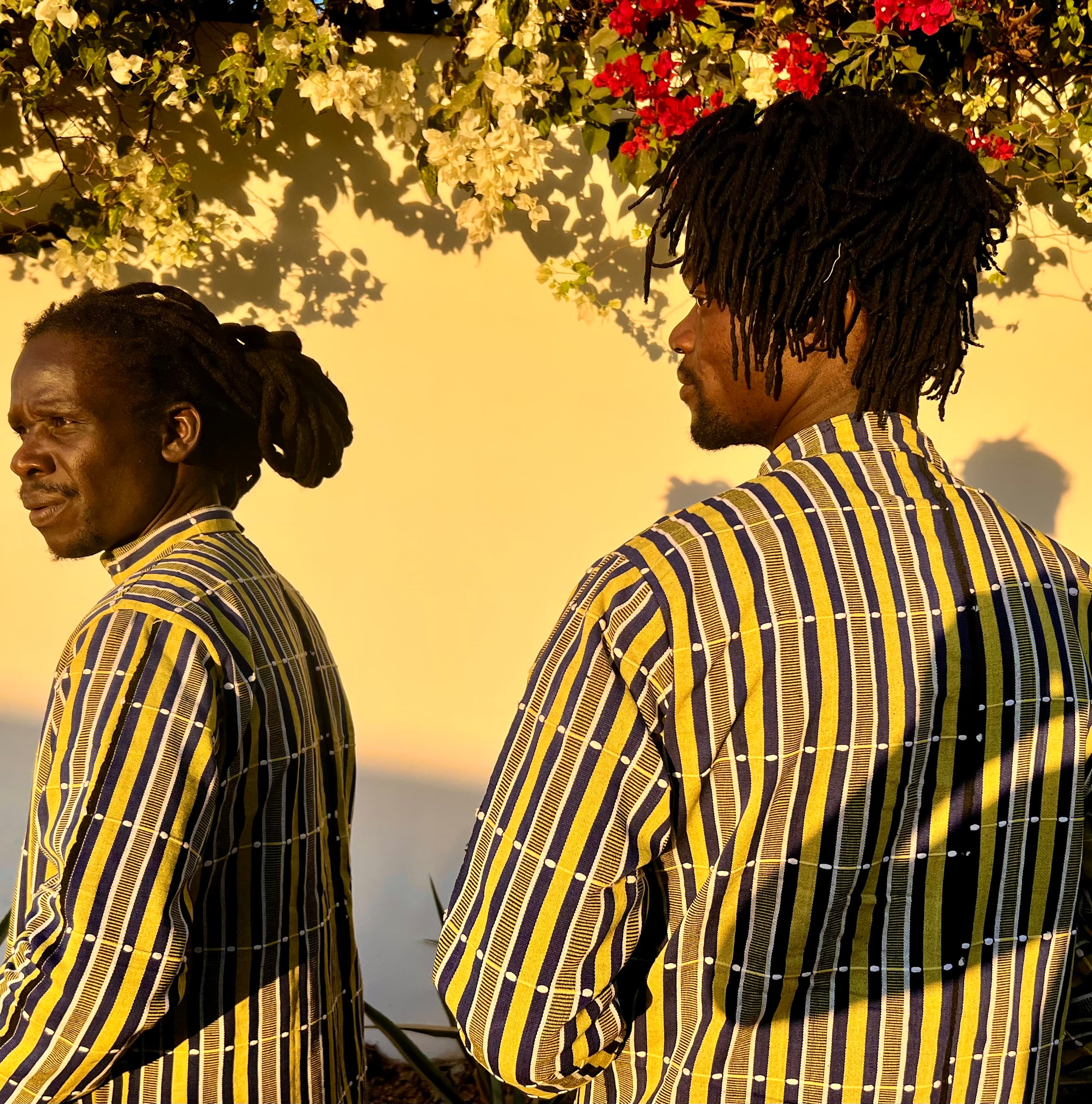 Handwoven Burkina Jacket Bright yellow Indigo blue