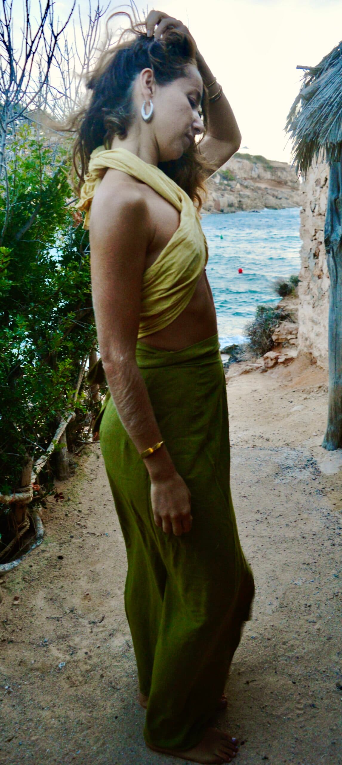 Soft Cotton Wrap Skirt Olive Green