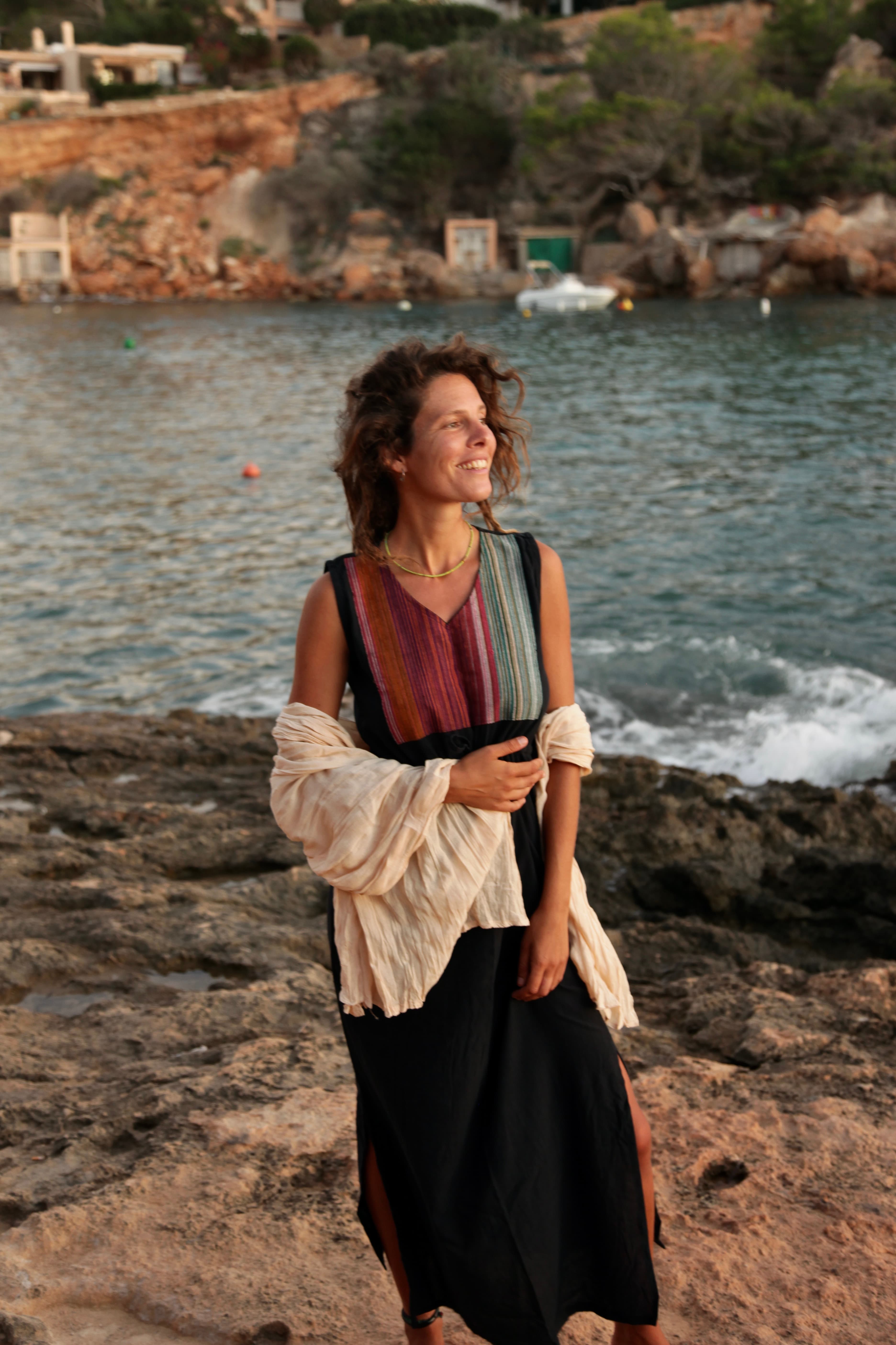 Handmade dress with handwoven Burkina detail