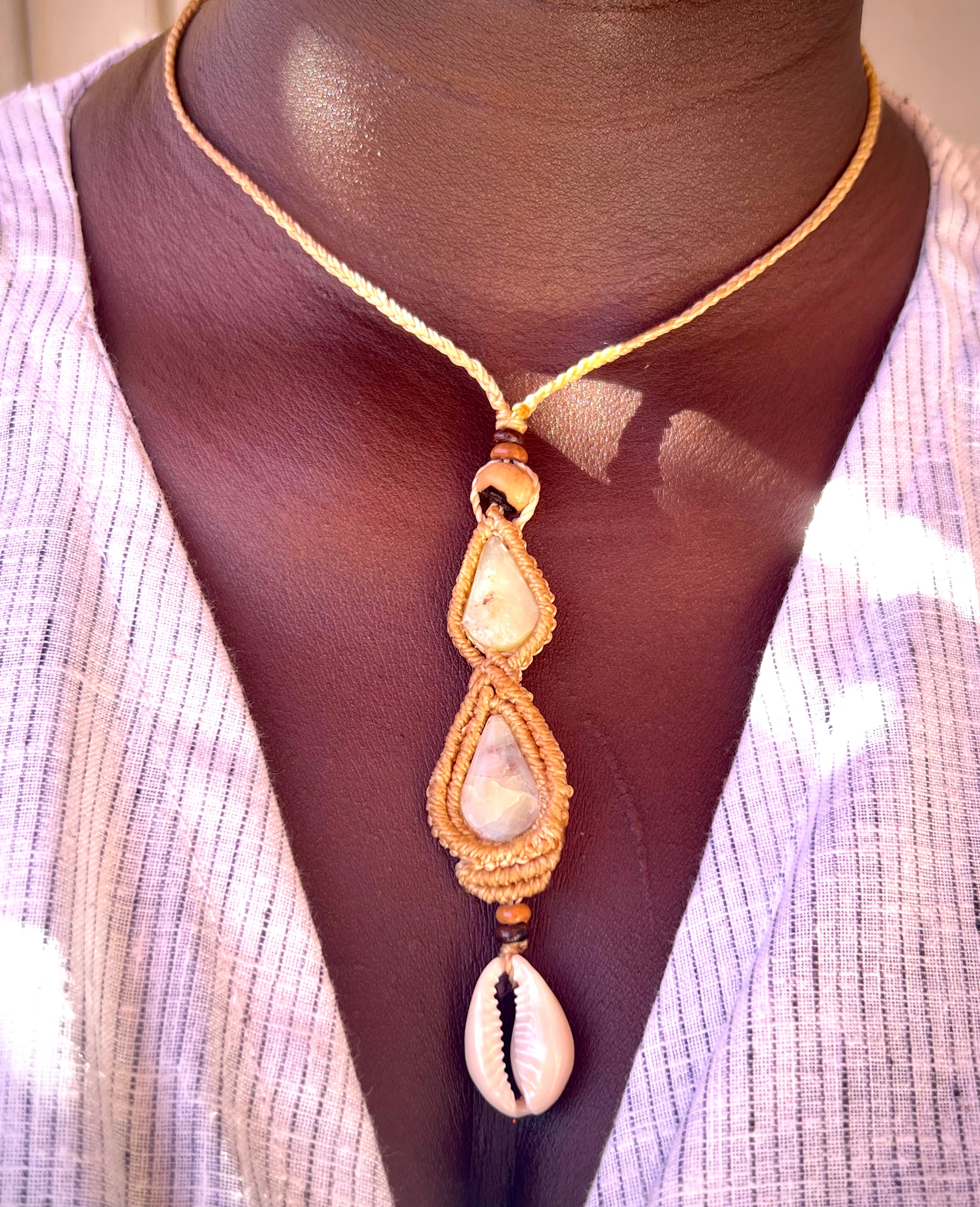 Beige Double Opal Necklace
