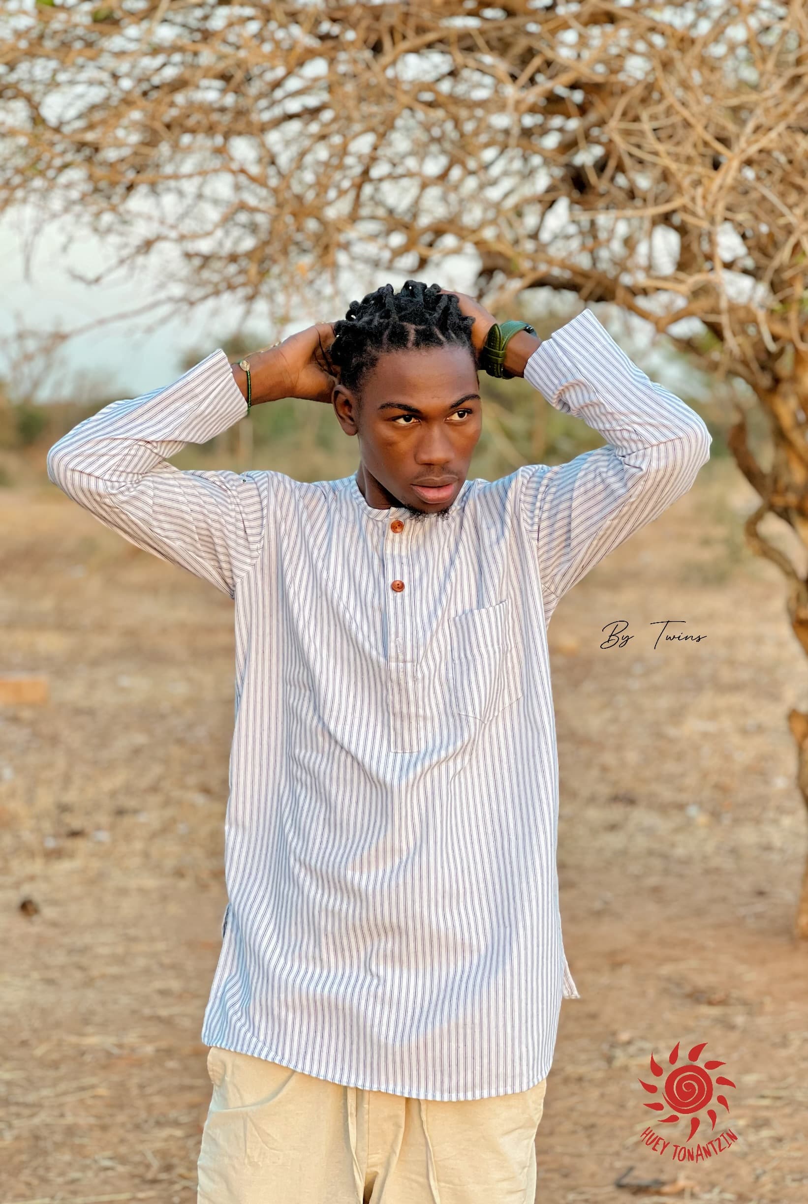 Handmade men’s shirt white & black striped