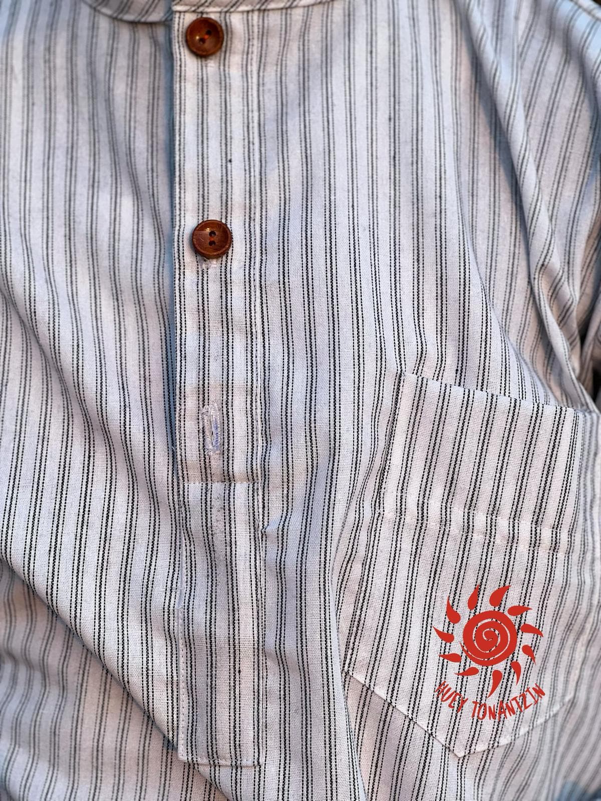 Handmade men’s shirt white & black striped