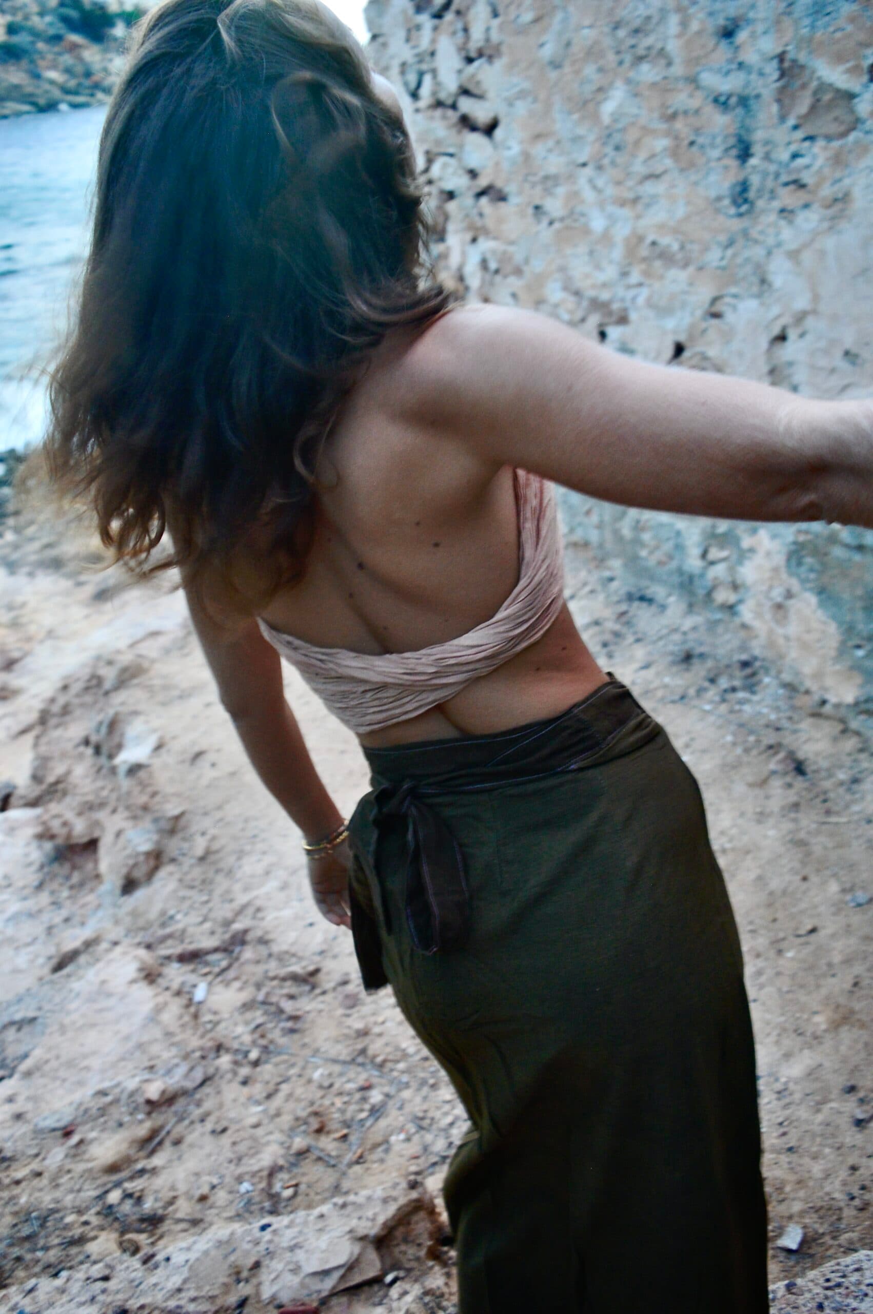 Soft Cotton Wrap Skirt Brown