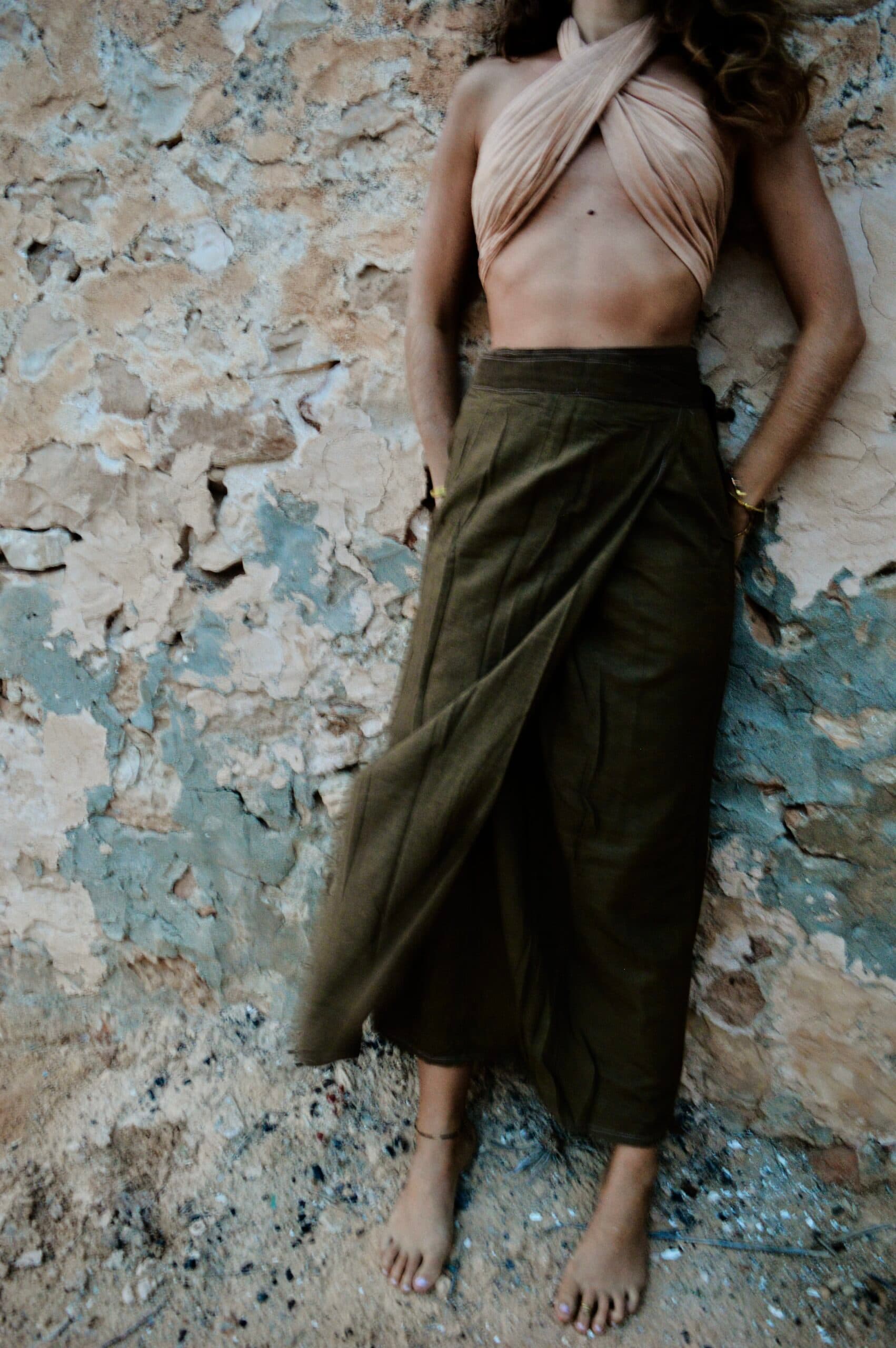 Soft Cotton Wrap Skirt Brown